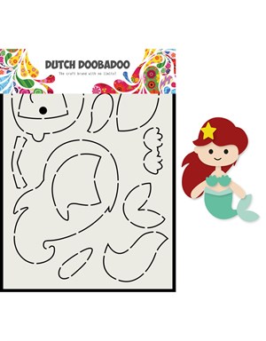 Den lille havfrue, A5, Dutch Doobadoo, card, kort, stencils.*